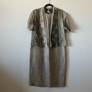 Vintage Oyako Linen Blend Dress and Vest Set